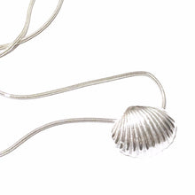 Load image into Gallery viewer, Silver shell necklace on sterling silver snake chain
