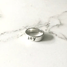 Load image into Gallery viewer, Word of the Year silver ring Joy