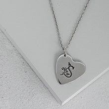 Load image into Gallery viewer, Initial Monogram Silver Heart Letter Name Logo Necklace