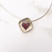 Load image into Gallery viewer, Queen of Hearts silver and glass heart pendant