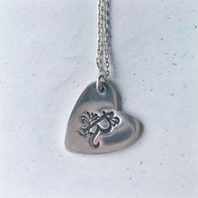 Load image into Gallery viewer, Monogram letter necklace on silver heart