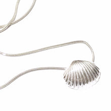Load image into Gallery viewer, Silver shell necklace on sterling silver snake chain
