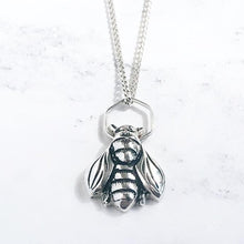 Load image into Gallery viewer, Bee necklace silver choker style
