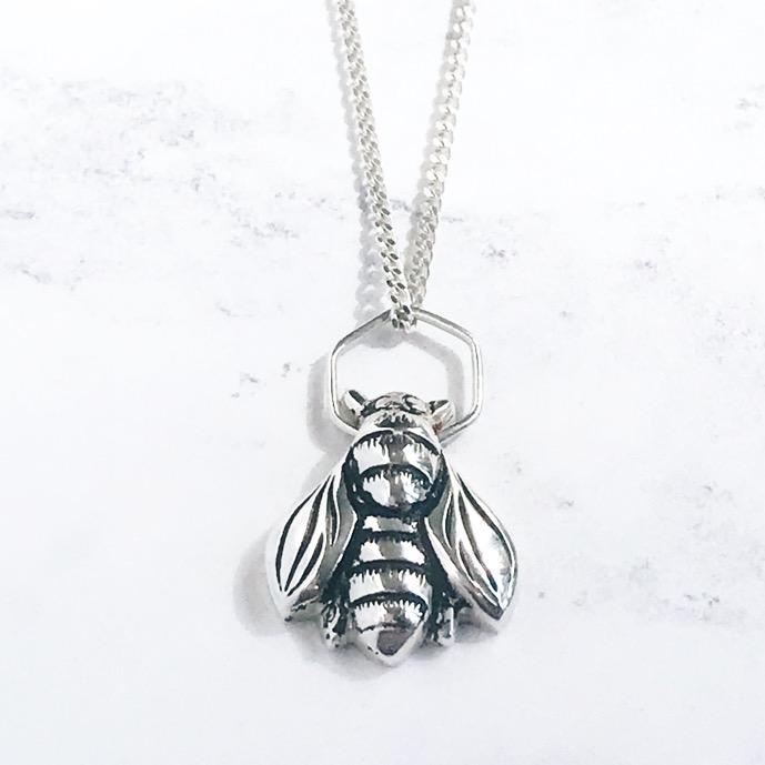 Bee necklace silver choker style