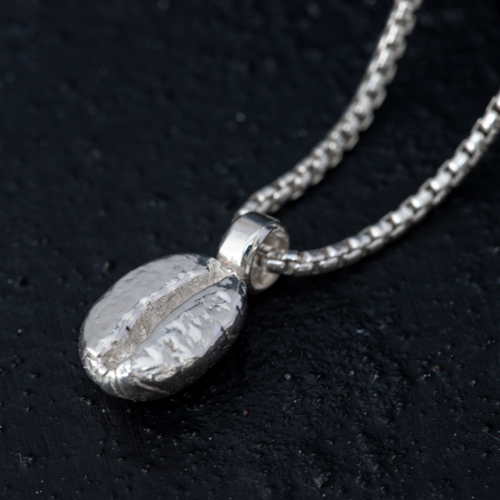 Real Coffee Bean Eco Silver Necklace Unisex