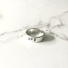 Load image into Gallery viewer, Word of the Year silver ring Joy
