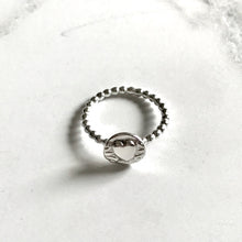 Load image into Gallery viewer, Tiny Love Heart Ring Sterling Silver on Beaded Silver Band
