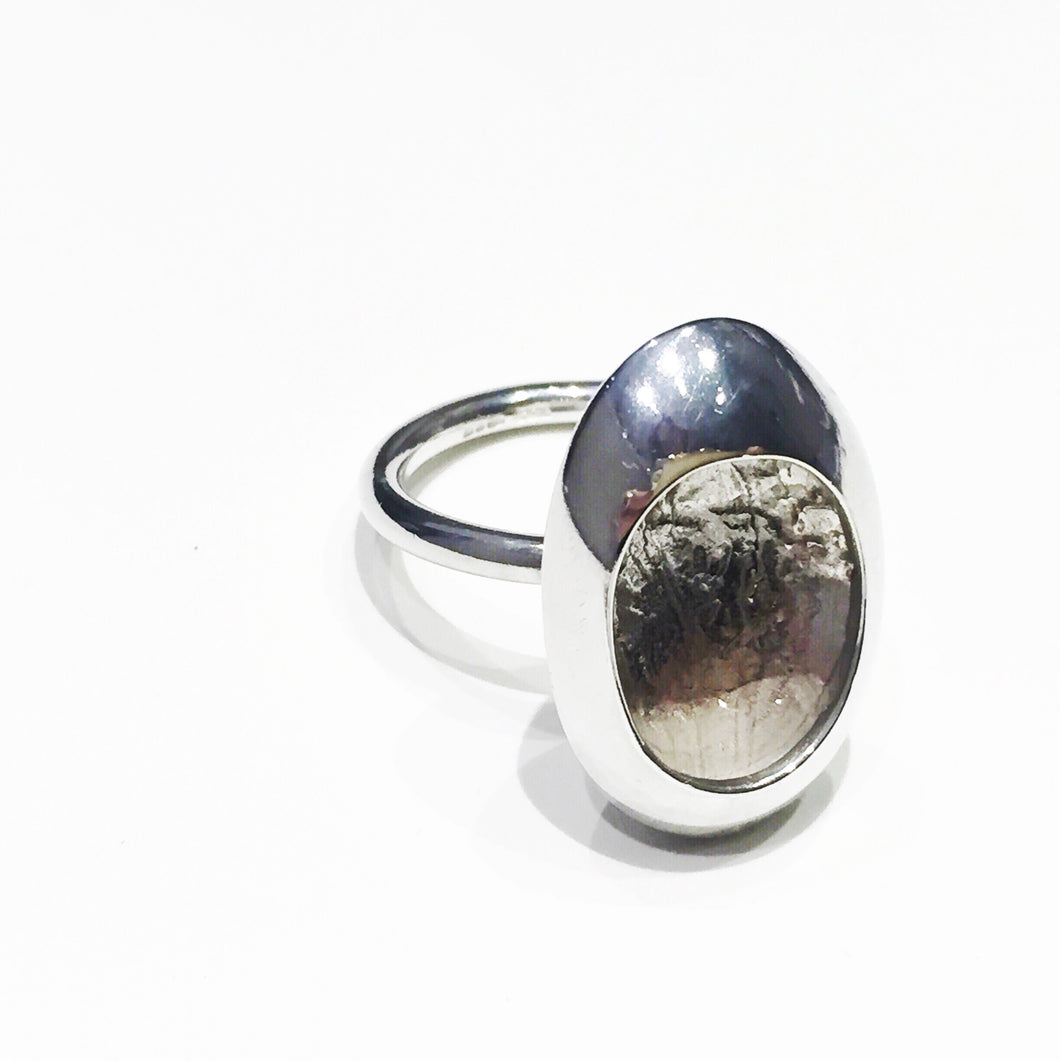 Large Pod Ring Silver Contemporary