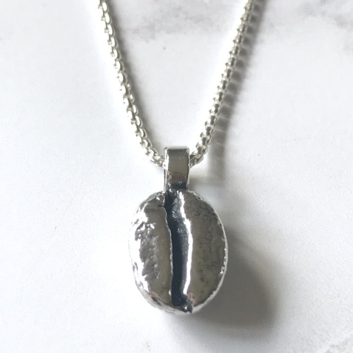 Silver coffee bean necklace Clearance