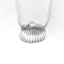 Load image into Gallery viewer, Silver seashell necklace on silver chain
