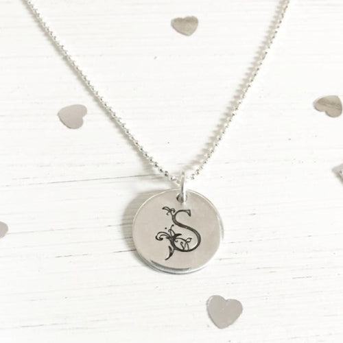 Silver Initial monogram letter necklace 