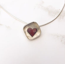 Load image into Gallery viewer, Queen of Hearts silver and glass heart pendant 
