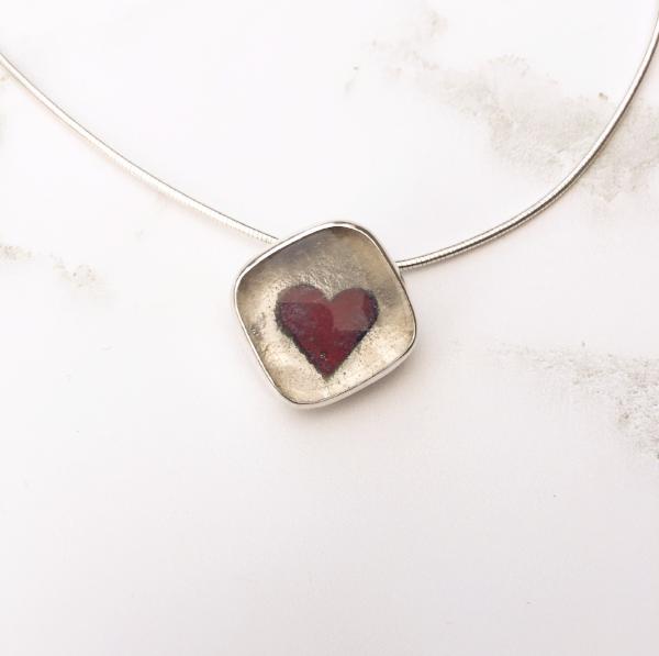 Queen of Hearts silver and glass heart pendant 