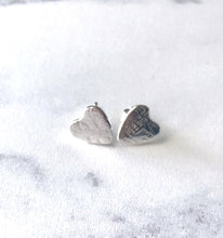 Load image into Gallery viewer, Silver heart earrings studs
