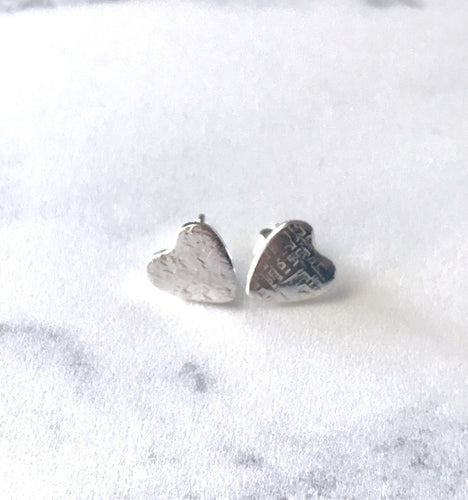 Silver heart earrings studs