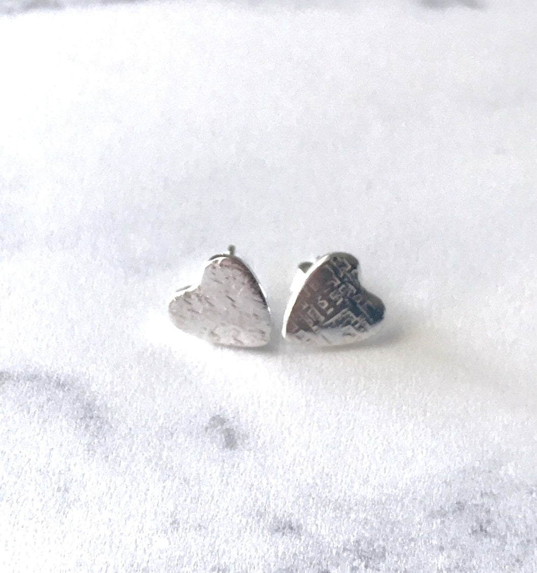 Silver heart earrings studs