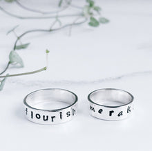 Load image into Gallery viewer, word of the year silver rings
