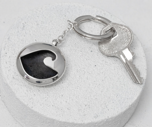 On the crest of a wave silver keyring