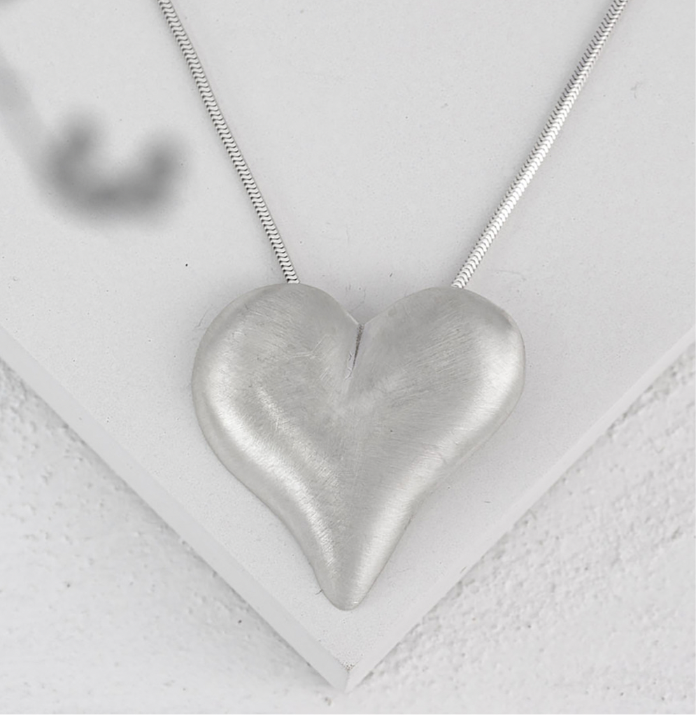 So Solid Love Heart Necklace Sterling Silver Choker